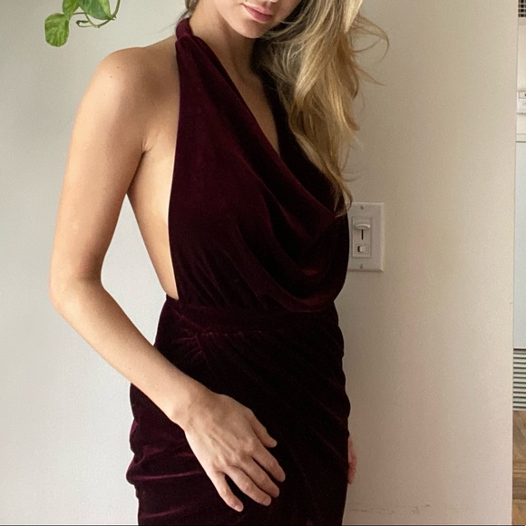 Mendocino // Velvet Cowl Mini Dress - Picture 2 of 5